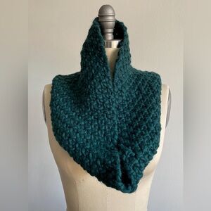Forest Green Handmade Crochet Spanish Wool Infinity Scarf